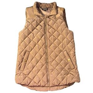 Zenana Outfitters Womens Small Brown Quilted Puffer Vest Jacket Sleeveless EUC